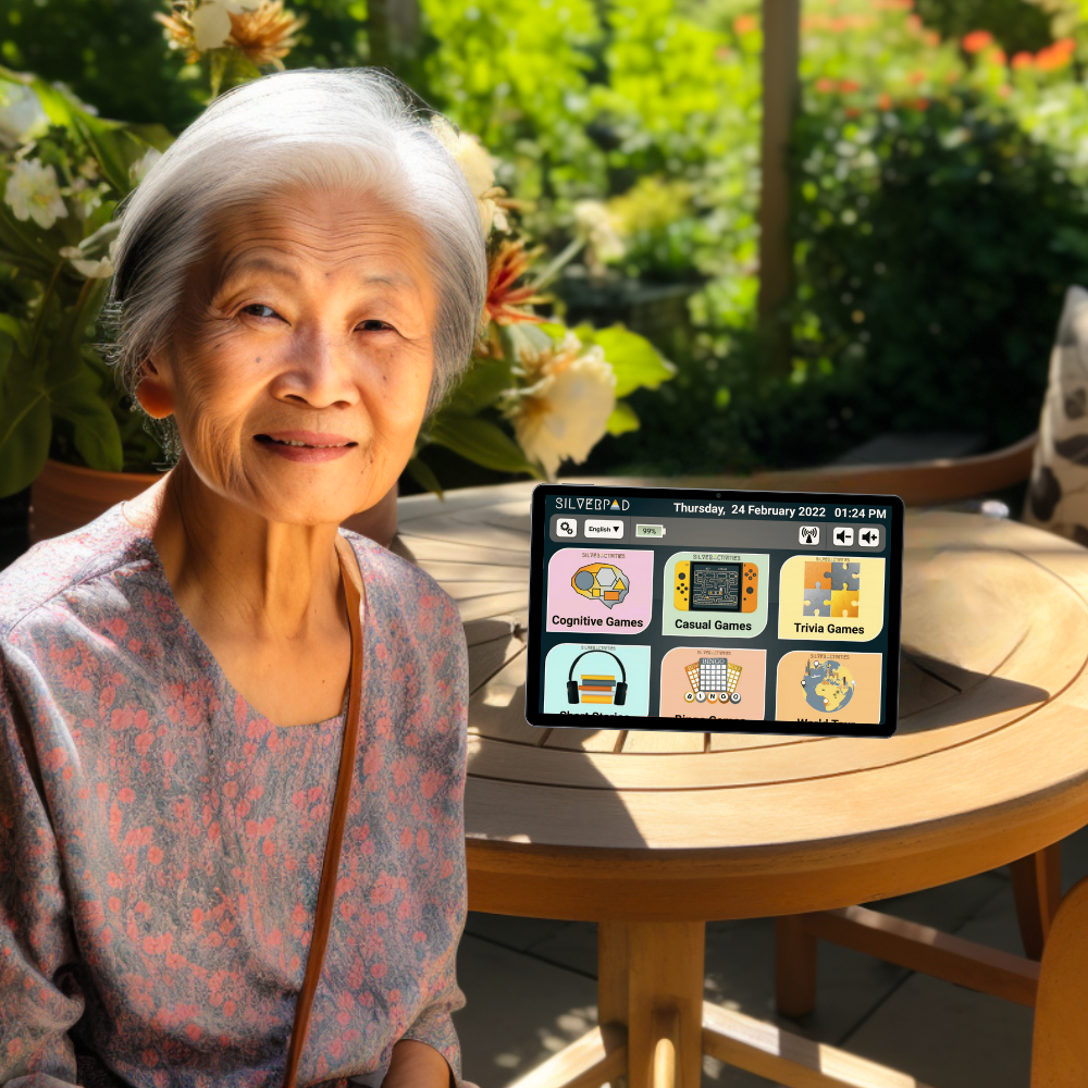Elderly woman using a SilverPad